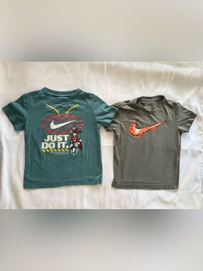 2-Nike Kids Short Sleeve Tees - Teal & Gray 4T